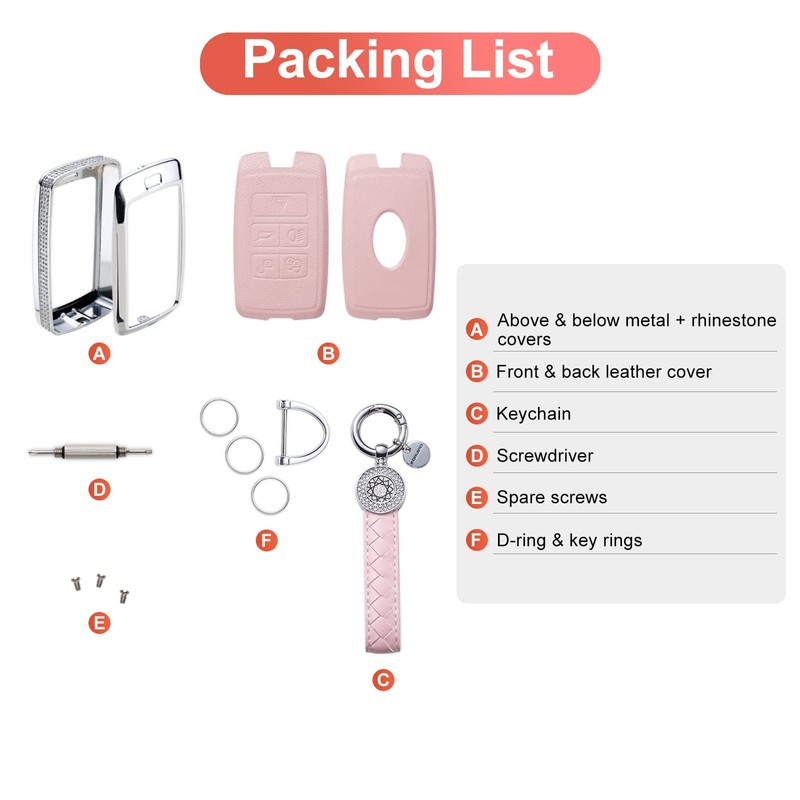 SHANGHONG for Land Rover Key Fob Cover with Keychain, Model2-pink,
