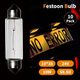 Lanuovx 10 Pack Festoon Bulb 24V 10W Xenon Bulb Sv8.5-8 T3.25 10X38mm