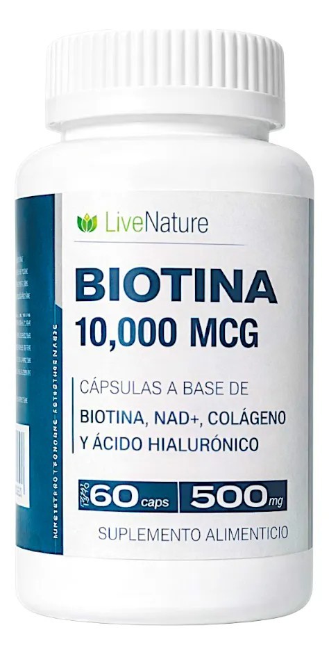 Biotina Nad 10000 Mcg Colágeno Ácido Hialurónico 60 Caps