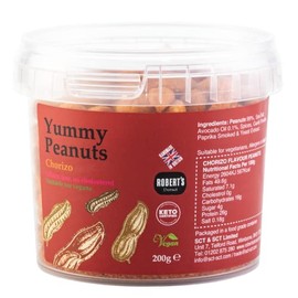 Yummy Peanut 200g Pots - Available in 13 Flavours - Gluten Free, Vegan, Low Carb, High Protein, Cholesterol Free - Handmade in Britain with Family Recipe (Chorizo)