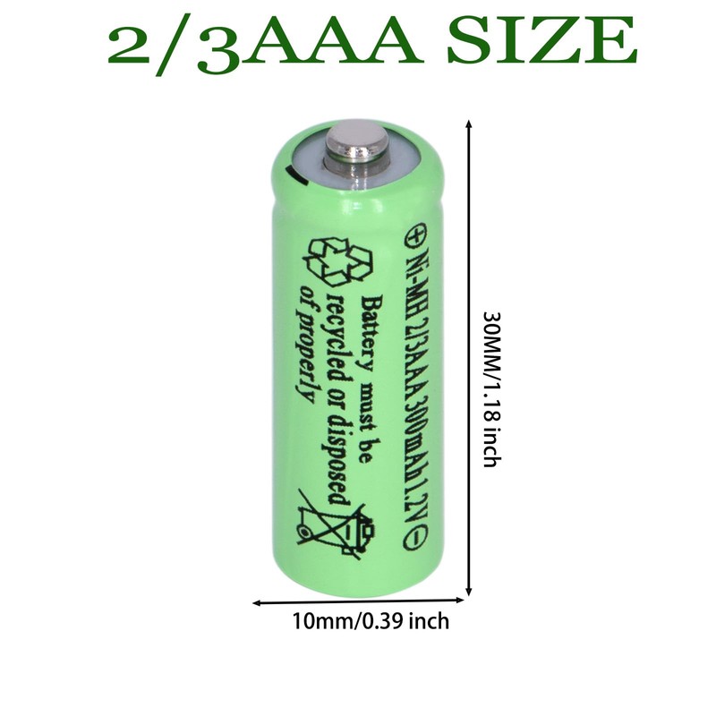 Yibatopow 8 Packs Ni-MH 2/3AAA 1.2v 300 mah Rechargeable Batteries
