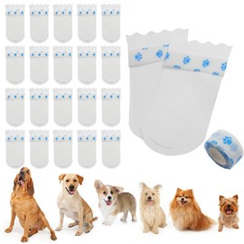 20PCS Disposable Dog Booties,Disposable Waterproof Dog Boots for Paw Protection Foot Covers for Cats Shoes Self-Adhesive Adjustable Straps(Bandage L)