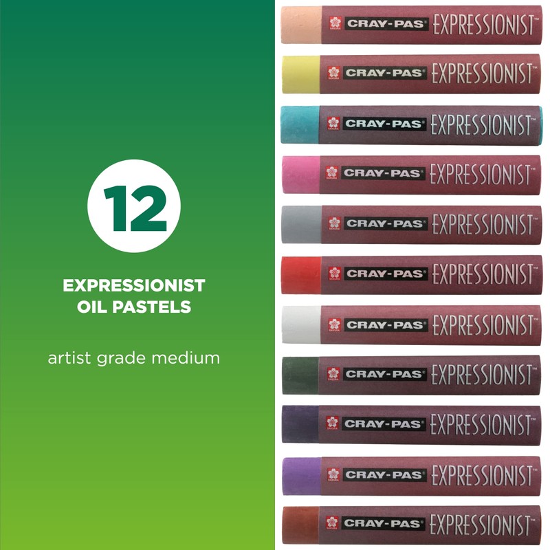 Sakura XLP12 12-Piece Cray-Pas Expressionist Assorted Color Oil Pastel Set