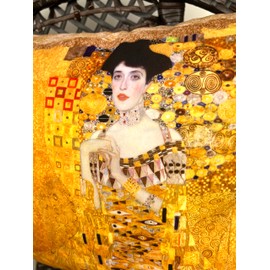 whooplaArt Decorative Velvet Square Pillow Cushion Cover Gustav Klimt Repro Artwork The Lady in Gold Both Sides 18x18 Inch 45cm (LC-850)