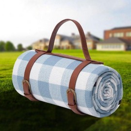 Large Waterproof Plaid Roll-Up Camping & Picnic Mat (Bag Style) 200x150cm Black White Plaid 10ea