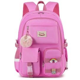 KIDNUO Backpack for girls Laptop Backpacks 15.6 Inch College Cute Bookbag Anti Theft Primary Elementary School Bag Casual Daypack for Teens Girls Women Students （Rose
