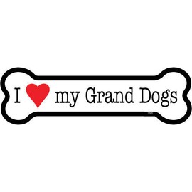 I (Heart) Love my Grand Dogs Bone shaped Car Fridge Magnet 2x7 USA  Waterproof