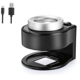 30X Loupe Magnifier USB Rechargeable Coin Magnifier with 6 Lights Magnifying Optical Glass Lens and Scale Portable Metal Jewelers Eye Loupe for Jewelry Currency Coins Gems Stamps Textile