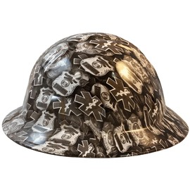 Texas America Safety Company Full Brim Hydro Dipped Patriotic Design Hard Hat with 4 Point Ratchet Suspension and Tote - First Responder