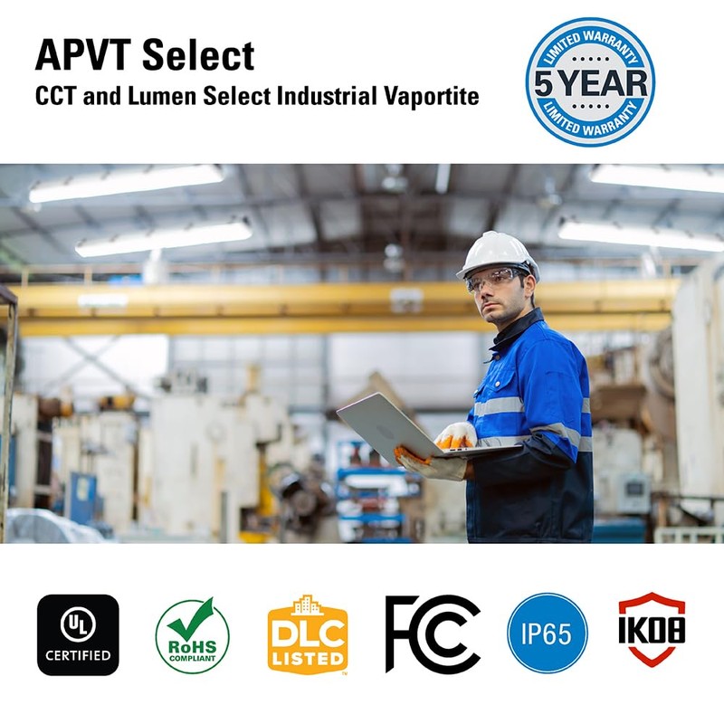Metalux APVT 4ft Vaportite Industrial LED Light w/Selectable CCT &