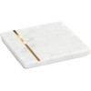 Set of 6 White Square with Brass Marble Coasters |