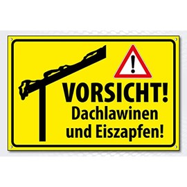 High-Quality Sign Aluminium Dibond with UV Protective Coating "Vorsicht! Dachlawinen" 200 x 300 mm Rectangular | Enter at Your Own Risk | Sign Made of Weatherproof Aluminium / Dibond
