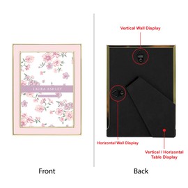 Laura Ashley 4x6 Pink Enamel Picture Frame, Gold Metal Edge with Easel, for Countertop, Counterspace, Tabletop Display, Bookshelf, Desk, Wall Décor, Photo Gallery