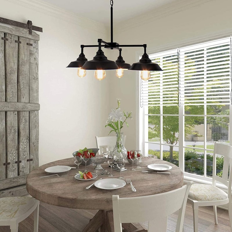 PUZHI HOME Kitchen Island Light Black Pendant Lighting Fixture 4