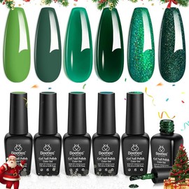 Beetles Glitter Gel Nail Polish 6 Colors Sparkle Pink Purple Blue Gel Polish Kit Chameleon Crushed Diamond Multifunction Soak off Uv Nail Gel DIY Manicure Nail Art Gift - Color: Green Teal