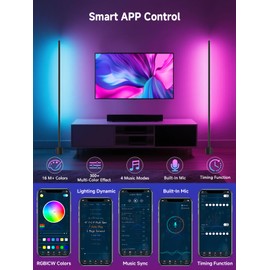 GIPOYENT Standing Floor Lamp, RGB LED Lamp with Music Sync, Smart App and Remote Control Ambience Light with Music Sync, LED Lamp with 16 Million Colors for Bedroom, Living Room Gaming Room