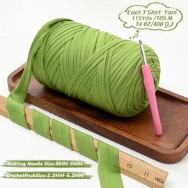 2 Pack Soft Tshirt Crochet Yarn, 800g/228yds High Elastic Hand Knitting Yarns, Thick T Shirt Yarn for Crocheting Bags, Baskets, Cushions, DIY Crafts(Rose + Light Yellow