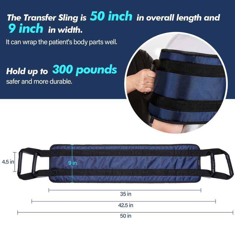 Transfer Nursing Sling for Patient,49.5'' Non-Slip Transfer Belts for Lifting