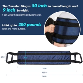 Transfer Nursing Sling for Patient,49.5'' Non-Slip Transfer Belts for Lifting Seniors,Gait Belts Transfer Belts for Seniors,Mobility Standing and Lifting Aid for Disabled, Elderly, Injured Pet