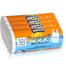 4 x Swirl Carry Handle Bin Liners 10 L (37 Pieces/Roll)