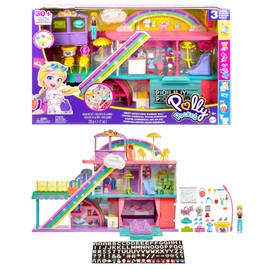 Polly Pocket Sweet Adventures Rainbow Mall, 3 Floors, 9 Play Areas, 35+ Accessories Including 3-inch Polly Doll, Great Gift Ages 4 Years Old & Up