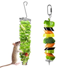 lasuroa 2pcs Rat Enrichment Toys, Zinc Alloy Rat Foraging Toy Chew-Proof Hanging Rodent Slow Feeder Food Basket Tool for Fruit & Vegetable Holder, Bunny, Birds, Mice Cage Accessories Puzzle Chew Toy
