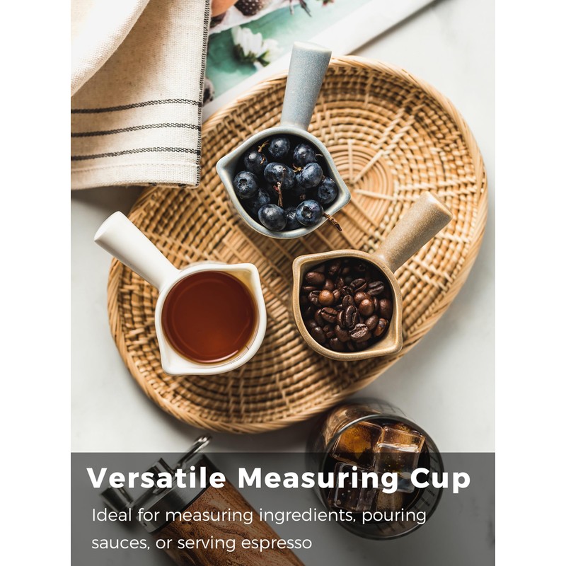 YHOJOY Espresso Cups Ceramic, Espresso Measuring Cups with Dual Measurement