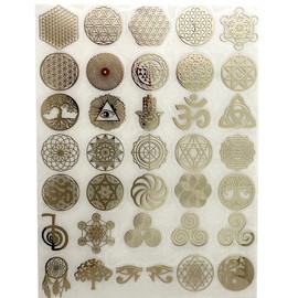 METAL ARTEM 35 pcs/lot Flower of Life Metal Sticker Geometry Orgone Pyramid Sticker Self Adhesive Decals (Rose Gold)