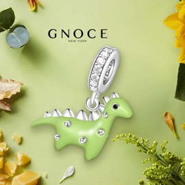GNOCE Dinosaur Charm Pendant Sterling Silver Purple/Green Enamelled Dinosaur Pendant Charm Fit Bracelet/Necklace Charm for Women(Purple Dinosaur)