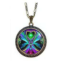 Large Twin Flame Necklace, Angel Pendant, Wearable Art "Unconditional Love"