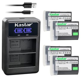 Kastar 4-Pack EN-EL15C Battery and LED2 USB Charger Compatible with Nikon D500 D600 D610 D750 D780 D800 D800E D810 D810A D850 D7000 D7100 D7200 D7500 Z5 Z6 Z6 II Z7 Z7 II Z7Q3 1 V1 DSLR Camera