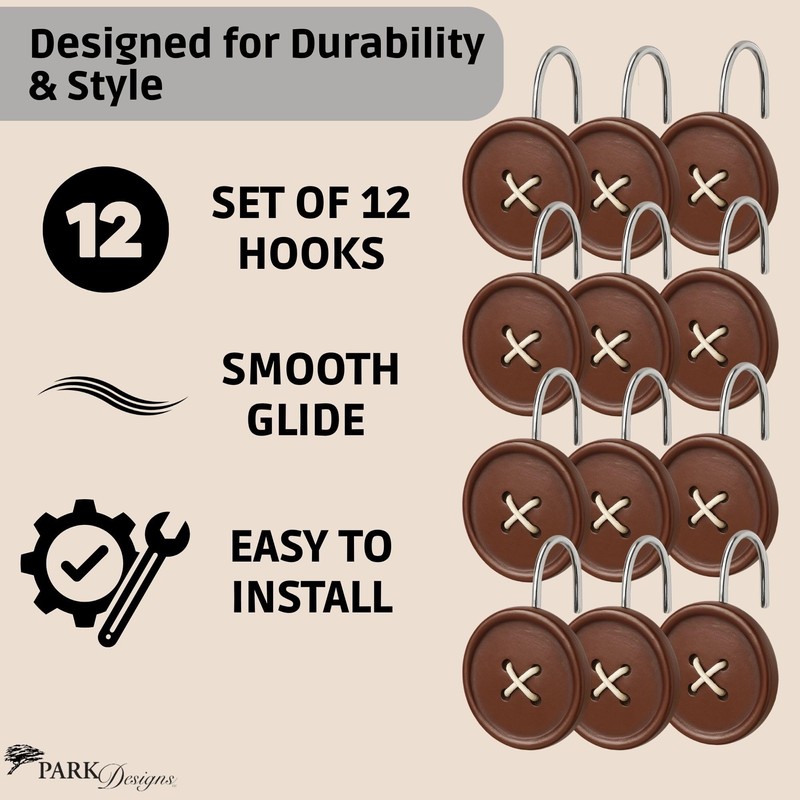 Park Designs Red Button Shower Curtain Hooks | Decorative Country