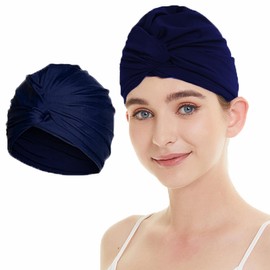 Swimming Cap Women's Turban Swimming Cap Ear Protection Swimming Cap Non-Slip Swimming Cap Retro Swimming Cap Girls Swimming Cap Elastic Swimming Cap Summer Swimming Cap Long Short Hair Women Dark