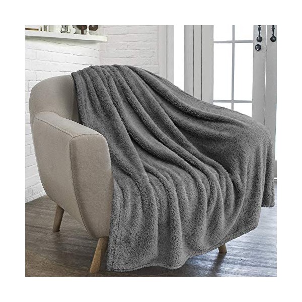 PAVILIA Plush Sherpa Throw Blanket for Couch Sofa | Fluffy