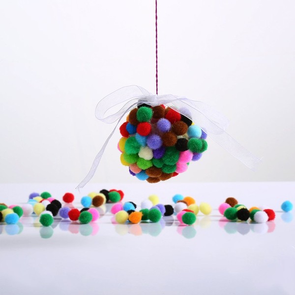 Caydo 2000 Pieces 1 cm Pompoms, Fuzzy Pom Poms Ball for DIY Art Craft Supplies（20 Colors）