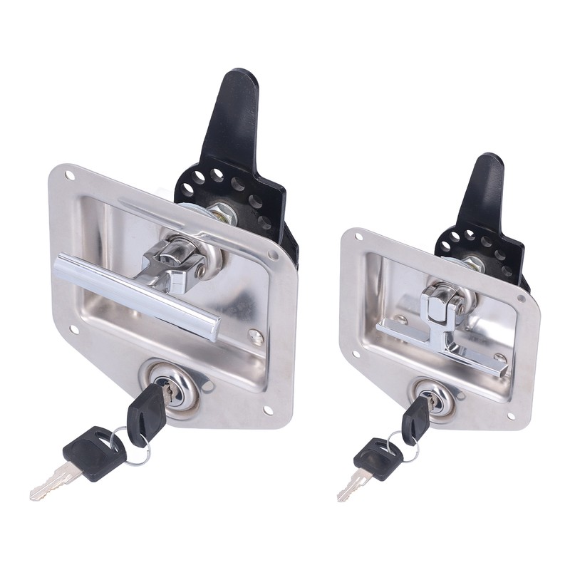 Trailer Door Latch T Handle with 2‑Key Stainless Steel Chrome
