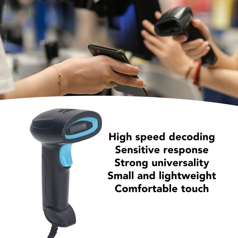1D Barcode Scanner High Accuracy Fast Decoding Ergonomic USB Wired