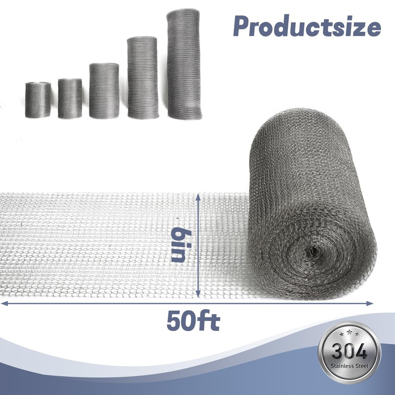 6" X 50 ft 304 Stainless Steel Mesh, Wire Mesh