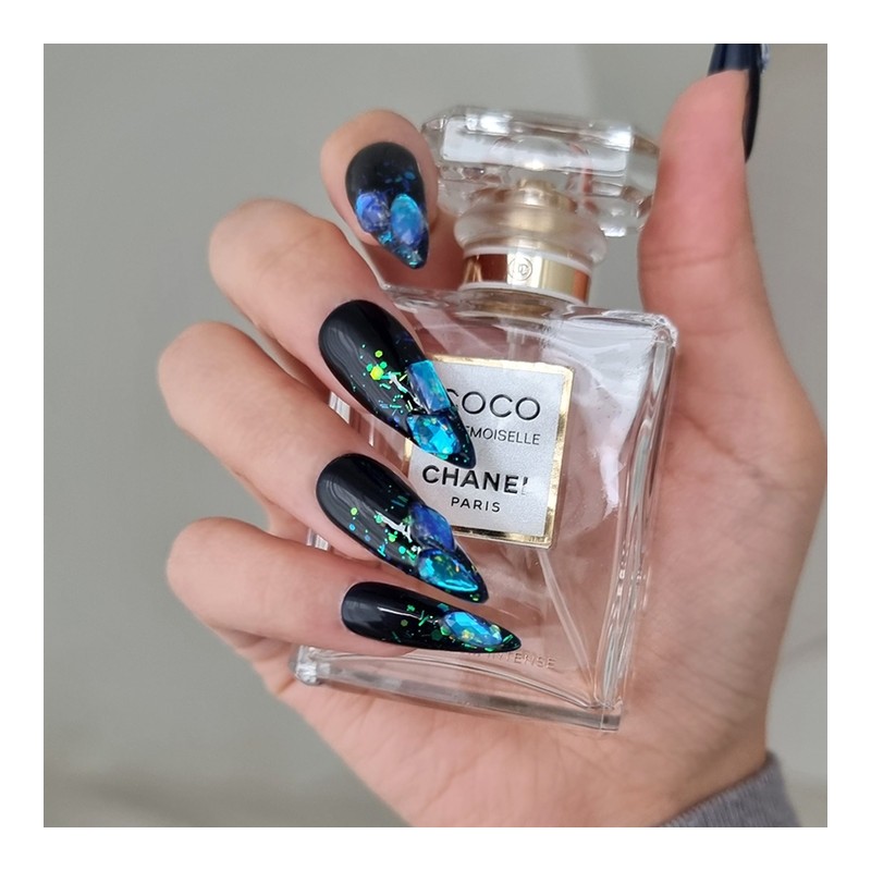 Blue Obsey Handmade Nail Tips - Oval / 블루 오브시