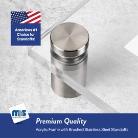 Plotter Paper Direct 24'' x 36'' Clear Acrylic Wall Frame with 3/4'' x 1'' Brushed Stainless Steel Standoffs for Art and Photos, 27'' x 39'' Frame Size