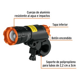 Truper LIBI-100D, Linterna para bicicleta, 100 lúmenes, delantera