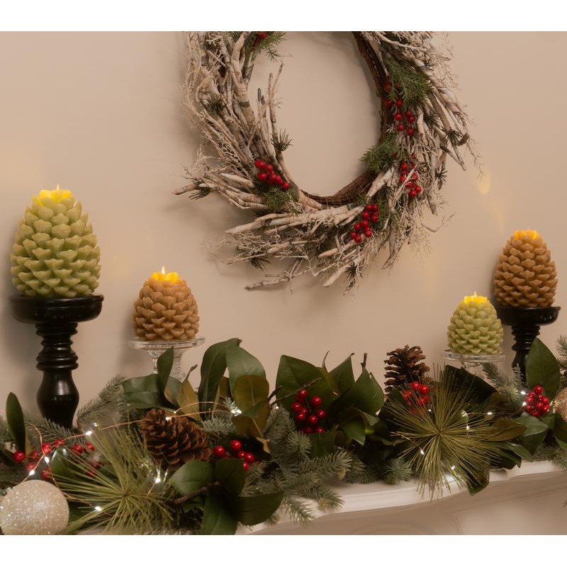 QVC Luminara Set of (2) Pinecone Flameless Figural Candles -
