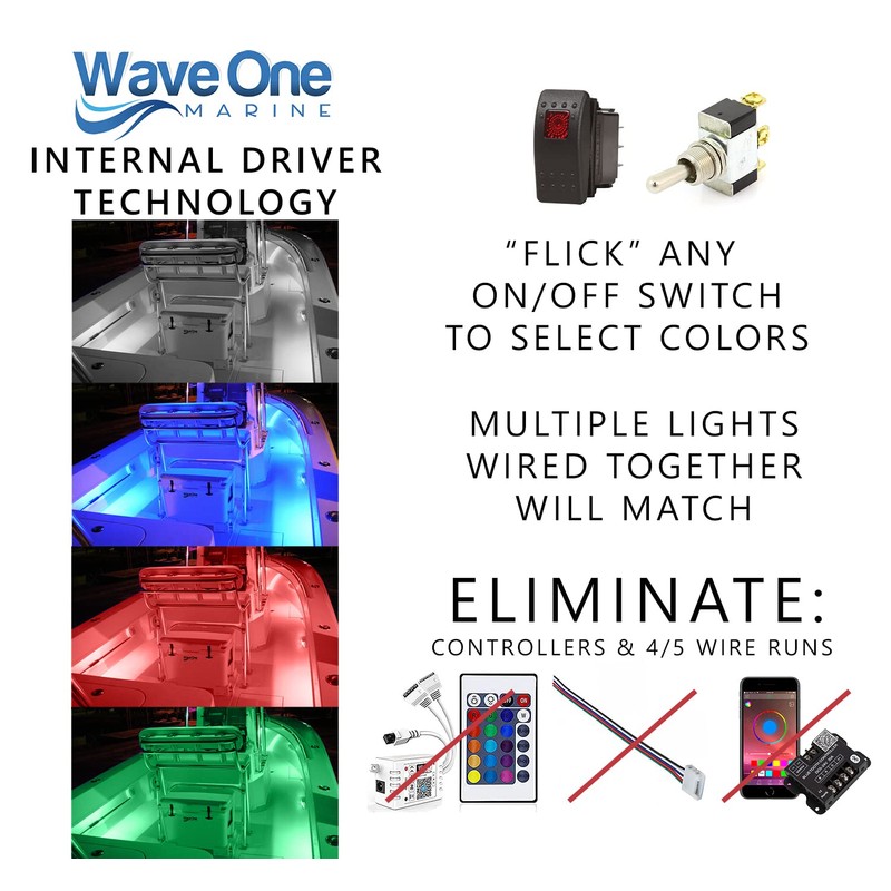 Wave One Marine FLUSH Mount 2.75" RGBW Internal Driver LED