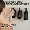 Stylish Shampoo and Conditioner Dispenser Set of 3 for Wall