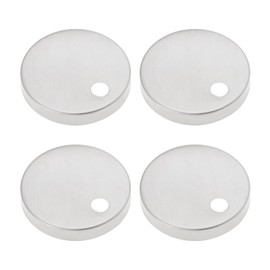 SG Store 4Pcs Toilet Seat Hinge Cover 55mm Diameter Toilet Seat Hinge Fixings Covers Stainless Steel Toilet Pan Top Fixing Decorative Covers Set, Silver