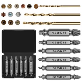 Gaethra Schraubenausdreher Set 9-teilig, aus HSS 6542 mit HRC 63–65 Härte, Linksausdreher Set inkl. 3 Spiralbohrer, Screw Extractor zum Bohren & Entfernen Beschädigter Schrauben