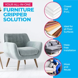 Stay! Anti Slip Furniture Pads (Set of 8) - Square Furniture Stoppers to Prevent Sliding for Hardwood Floors and Carpets - Non Skid Furniture Grippers - Table & Couch Leg Floor Protectors, 5 Inch