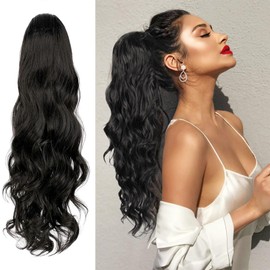 50cm Wave Black Wig,Ladies Fancy Dress Long Wig for Cosplay Party,Daily Use (Black)