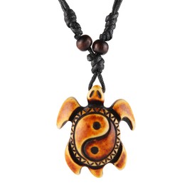 STWTR Hawaiian Turtle Pendant Necklace Men Women - Adjustable Rope Surfer Necklace Handmade Necklace, Plastic, not known