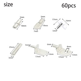 60 Pcs Shelf Pins, Nickel Plated Shelf Pegs, for Shelf Holes on Cabinets, Entertainment Centers, Cabinet Shelf Peg, 6 Styles